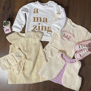 EUC 5 Piece Girls Ivory Gold White Zara + Being Me + BabyGAP + JoeFresh 18-24Mo